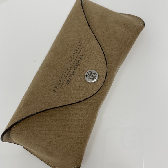 Oliver Peoples x Brunello Cucinelli Cesarino L brown leather sunglasses round - Picture 12 of 12